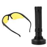 UV Flashlight Pet Stain Urine Detector Bright 100 LEDs Blacklight Torch with UV Sunglasses for - Close-Up Angle