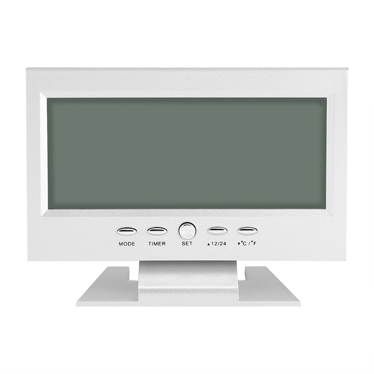 LCD Digital Sound Sensor Table Desk Alarm Clock with Calendar and Temp Display Silver
