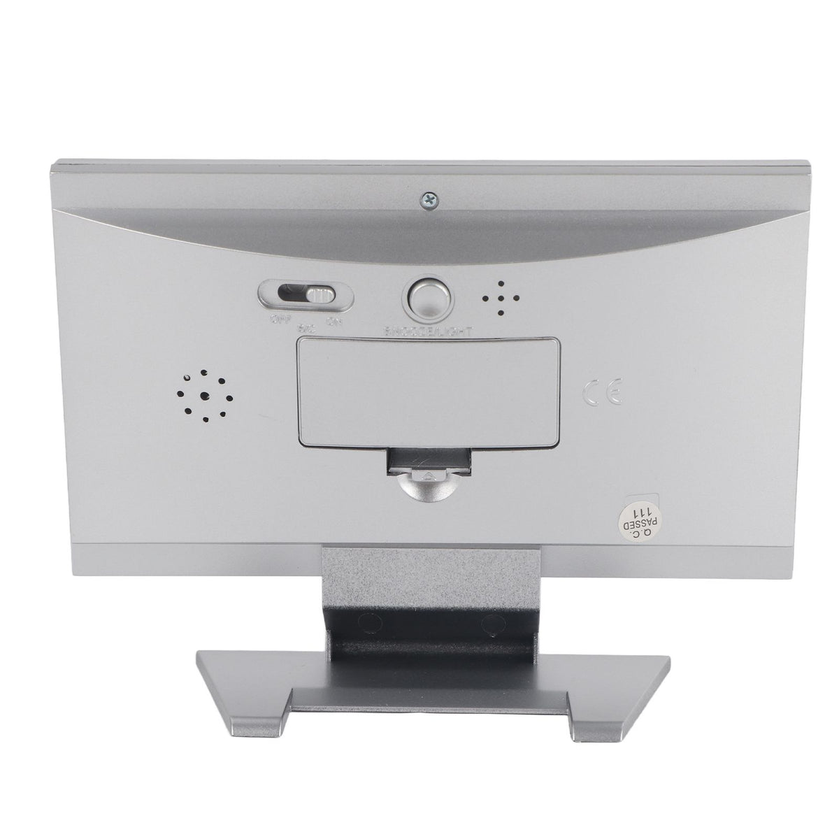 LCD Digital Sound Sensor Table Desk Alarm Clock with Calendar and Temp Display Silver
