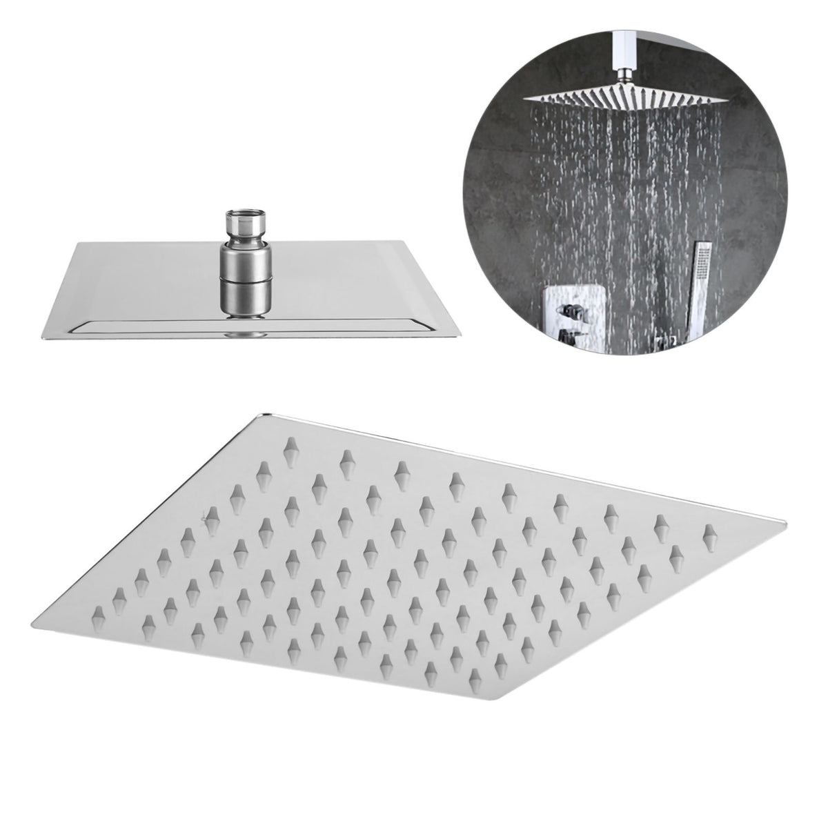 1Pc Modern Square Stainless Steel Rainfall Rain Shower Head Bathroom Top Sprayer