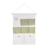 7 Pockets Cotton Linen Wall Hanging Storage Bags Door Pouch Bedroom Home Organizer Green