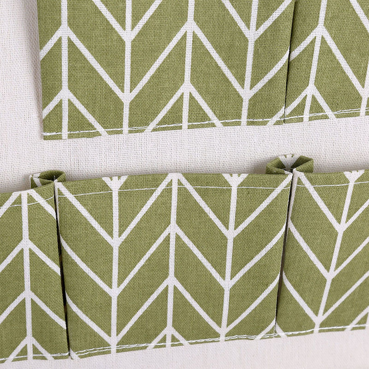 7 Pockets Cotton Linen Wall Hanging Storage Bags Door Pouch Bedroom Home Organizer Green