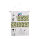 7 Pockets Cotton Linen Wall Hanging Storage Bags Door Pouch Bedroom Home Organizer Green