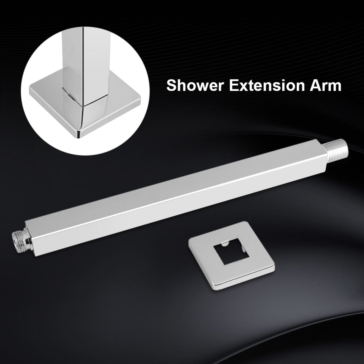 30cm Chrome Square Ceiling Shower Extension Arm Wall Mounted for Bathroom Showering Head