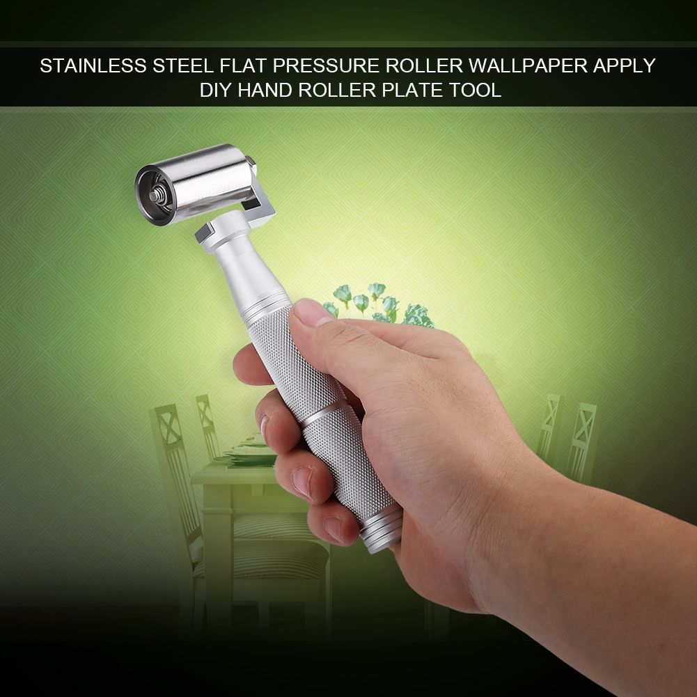 40mm Stainless Steel Flat Pressure Roller Wallpaper Apply DIY Hand Roller Plate Tool