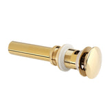 Kitchen Bathroom Basin Sink Solid Brass Pop Up Drain Stopper with Overflow Hole Golden - Front View