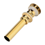 Kitchen Bathroom Basin Sink Solid Brass Pop Up Drain Stopper with Overflow Hole Golden - Top-Down View