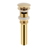 Kitchen Bathroom Basin Sink Solid Brass Pop Up Drain Stopper with Overflow Hole Golden - Rear View