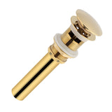 Kitchen Bathroom Basin Sink Solid Brass Pop Up Drain Stopper with Overflow Hole Golden - Low Angle