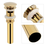 Kitchen Bathroom Basin Sink Solid Brass Pop Up Drain Stopper with Overflow Hole Golden - Extra Image