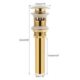 Kitchen Bathroom Basin Sink Solid Brass Pop Up Drain Stopper with Overflow Hole Golden