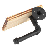 lIron Pipe Wall Mount Paper Holder Rack Wood Shelf Bathroom Toilet