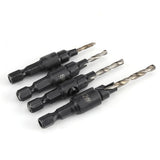 1/4inch Hex Shank HSS Drill Bits Fast Change #6 #8 #10 #12 Countersink Woodworking Tool
