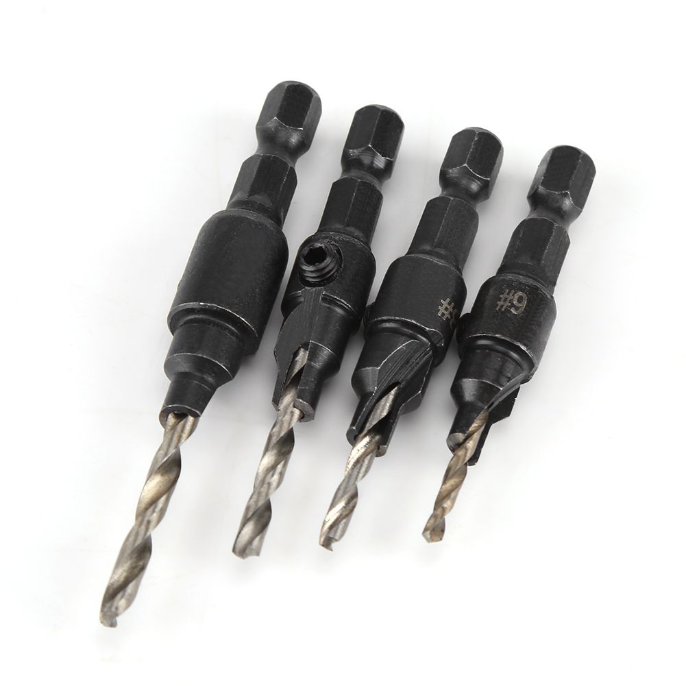 1/4inch Hex Shank HSS Drill Bits Fast Change #6 #8 #10 #12 Countersink Woodworking Tool