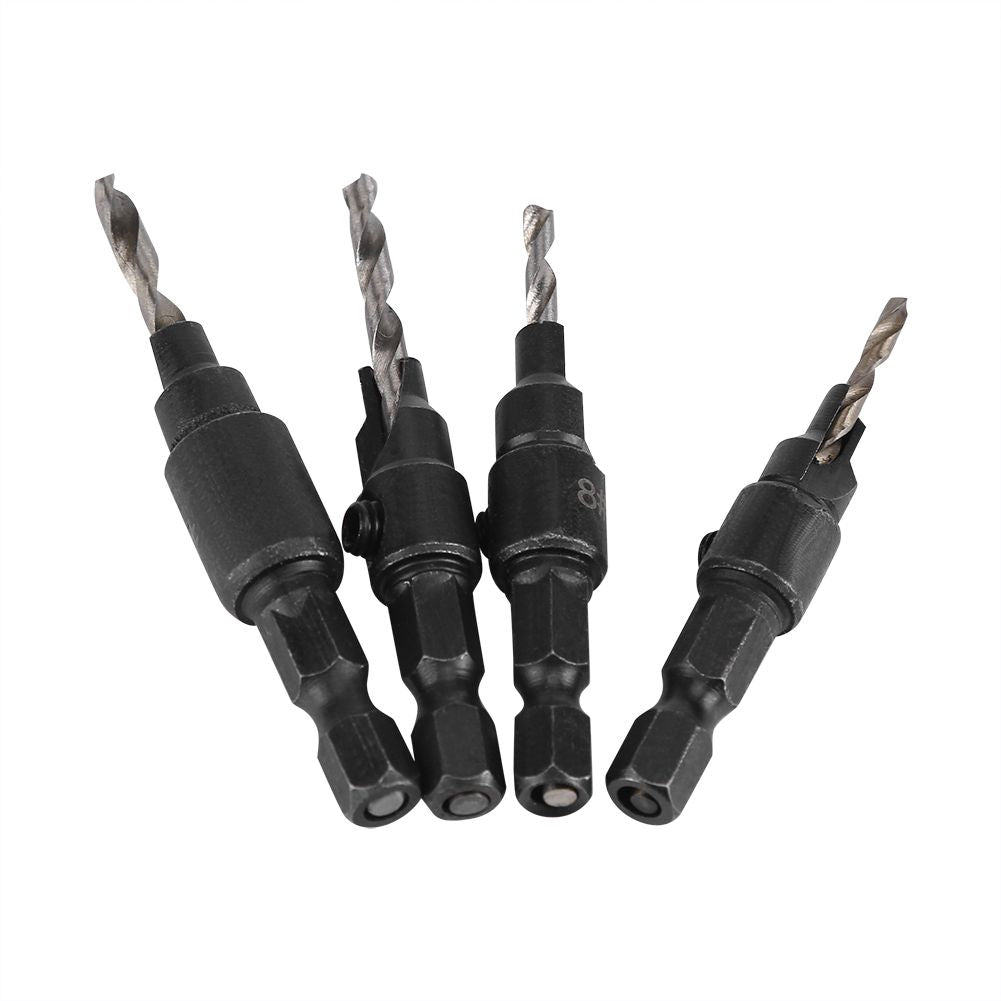 1/4inch Hex Shank HSS Drill Bits Fast Change #6 #8 #10 #12 Countersink Woodworking Tool