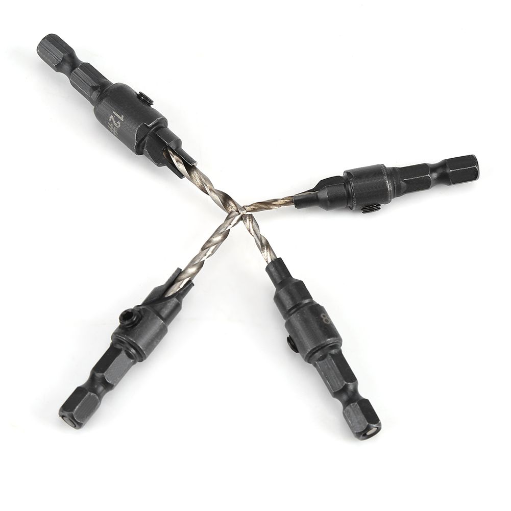 1/4inch Hex Shank HSS Drill Bits Fast Change #6 #8 #10 #12 Countersink Woodworking Tool
