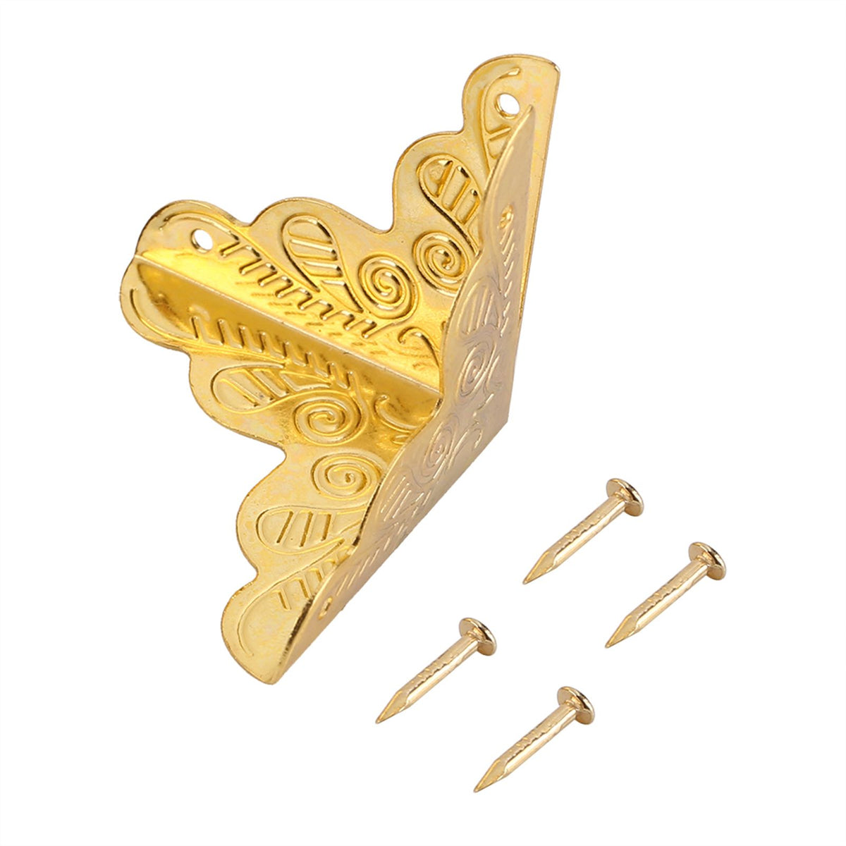 12pcs Wooden Box Jewelry Gift Case Corner Decorative Protectors Iron Edge Cover Guard Golden