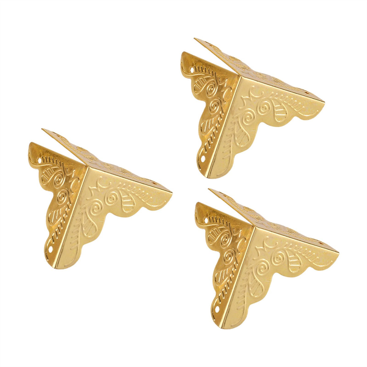 12pcs Wooden Box Jewelry Gift Case Corner Decorative Protectors Iron Edge Cover Guard Golden
