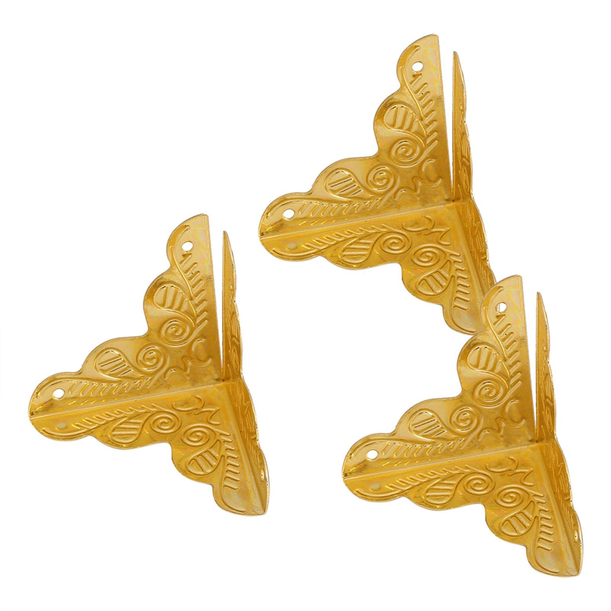 12pcs Wooden Box Jewelry Gift Case Corner Decorative Protectors Iron Edge Cover Guard Golden