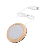USB Wood Grain Cup Warmer Heat Beverage Mug Mat Coffee Heater Pad Bright Wood Grain - 45-Degree Angle