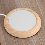 USB Wood Grain Cup Warmer Heat Beverage Mug Mat Coffee Heater Pad Bright Wood Grain - Extra Image