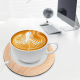 USB Wood Grain Cup Warmer Heat Beverage Mug Mat Coffee Heater Pad Bright Wood Grain
