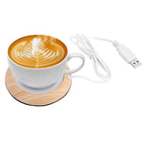 USB Wood Grain Cup Warmer Heat Beverage Mug Mat Coffee Heater Pad Bright Wood Grain - Extra Image