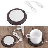 USB Cup Warmer Heat Beverage Mug Mat Office Tea Coffee Heater Pad Dark Wood Grain - Extra Image