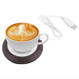 USB Cup Warmer Heat Beverage Mug Mat Office Tea Coffee Heater Pad Dark Wood Grain