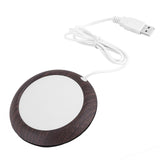 USB Cup Warmer Heat Beverage Mug Mat Office Tea Coffee Heater Pad Dark Wood Grain - Extra Image