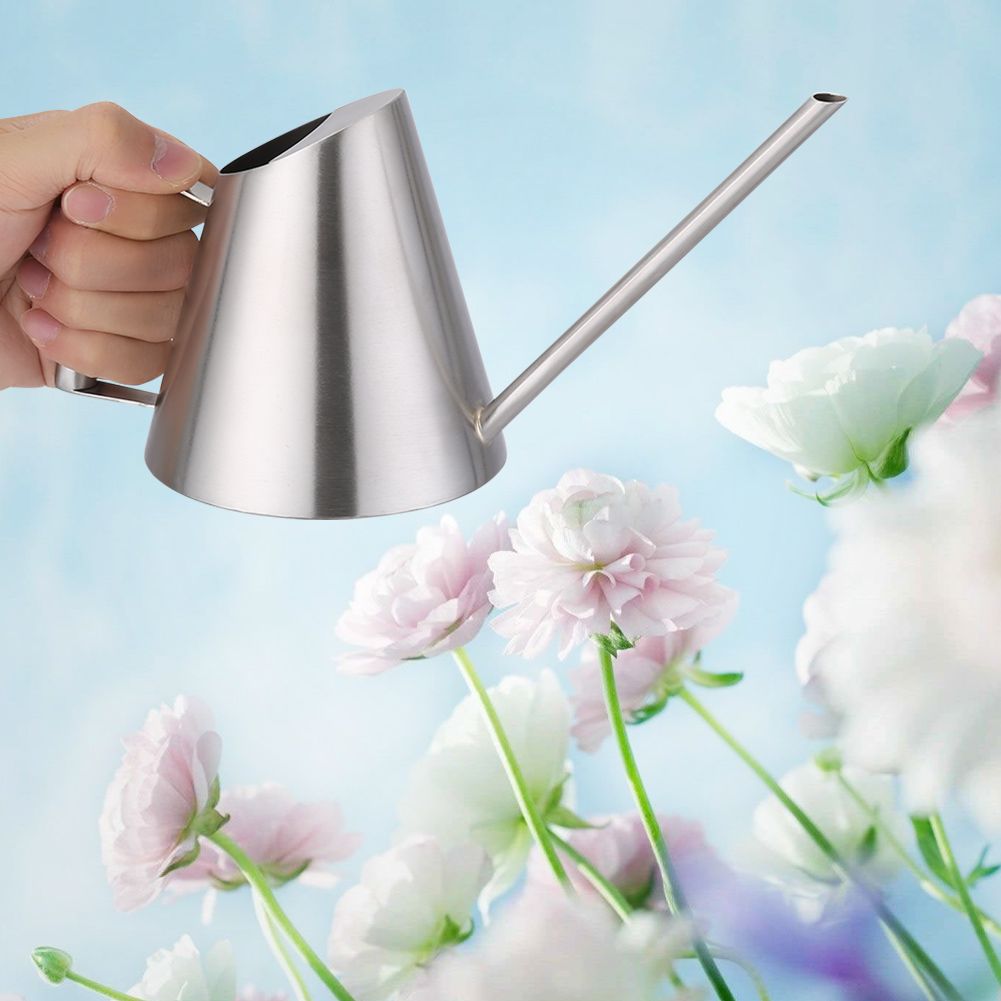 900ml Stainless Steel Watering Can Brushed Garden Planting Indoor Outdoor
