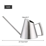 900ml Stainless Steel Watering Can Brushed Garden Planting Indoor Outdoor - 45-Degree Angle