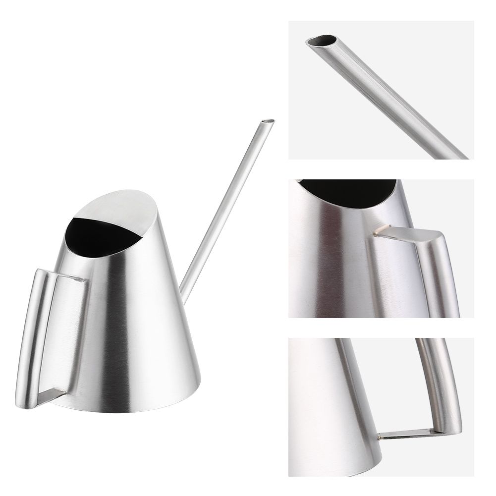 900ml Stainless Steel Watering Can Brushed Garden Planting Indoor Outdoor