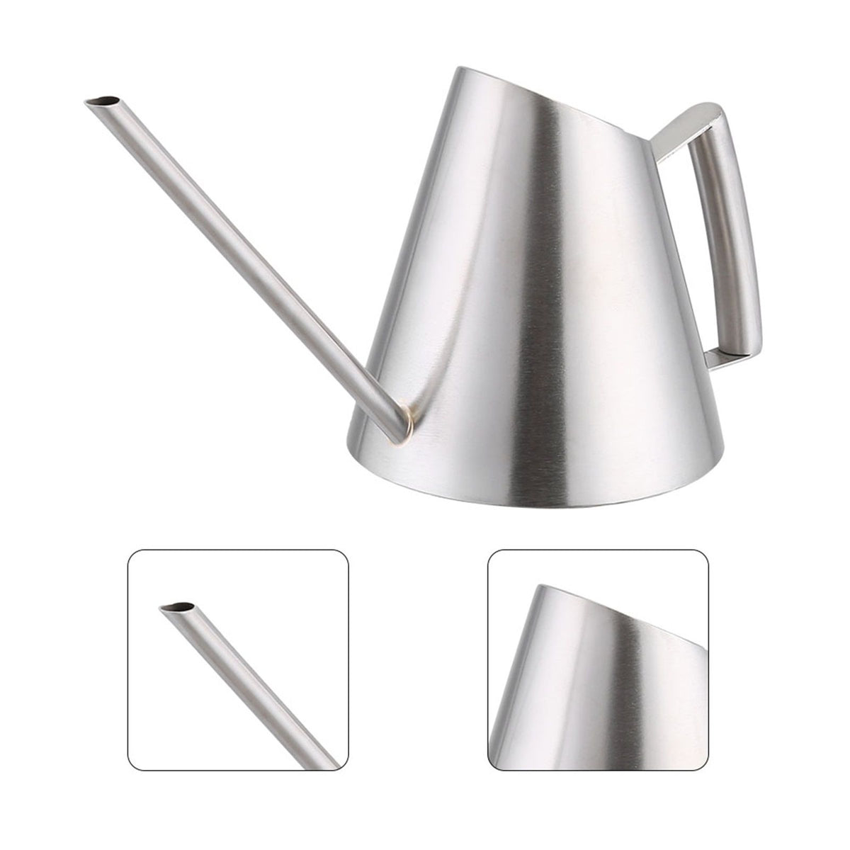 400ml Mini Stainless Steel Watering Can Brushed Garden Planting Indoor Outdoor