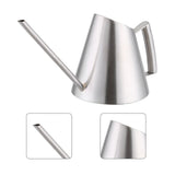 400ml Mini Stainless Steel Watering Can Brushed Garden Planting Indoor Outdoor - Low Angle