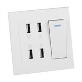 4 Ports Switch Control 5V 2.1A/1A 4100mA USB Wall Mounted Power Socket Charger Outlet(220~250V) - Side View
