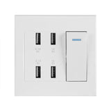 4 Ports Switch Control 5V 2.1A/1A 4100mA USB Wall Mounted Power Socket Charger Outlet(220~250V) - Top-Down View