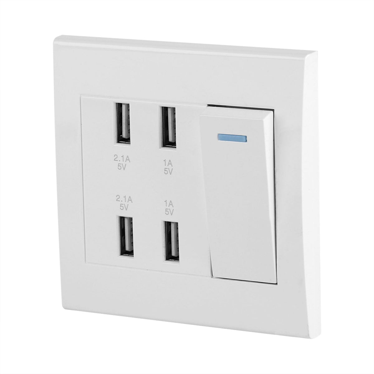 4 Ports Switch Control 5V 2.1A/1A 4100mA USB Wall Mounted Power Socket Charger Outlet(220~250V)