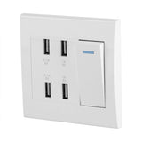 4 Ports Switch Control 5V 2.1A/1A 4100mA USB Wall Mounted Power Socket Charger Outlet(220~250V) - Rear View