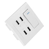4 Ports Switch Control 5V 2.1A/1A 4100mA USB Wall Mounted Power Socket Charger Outlet(220~250V) - Low Angle