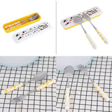 2 PCS Stainless Steel Knife Fork Spoon Kitchen Flatware Tableware with Box Children Set Yellow - Close-Up Angle