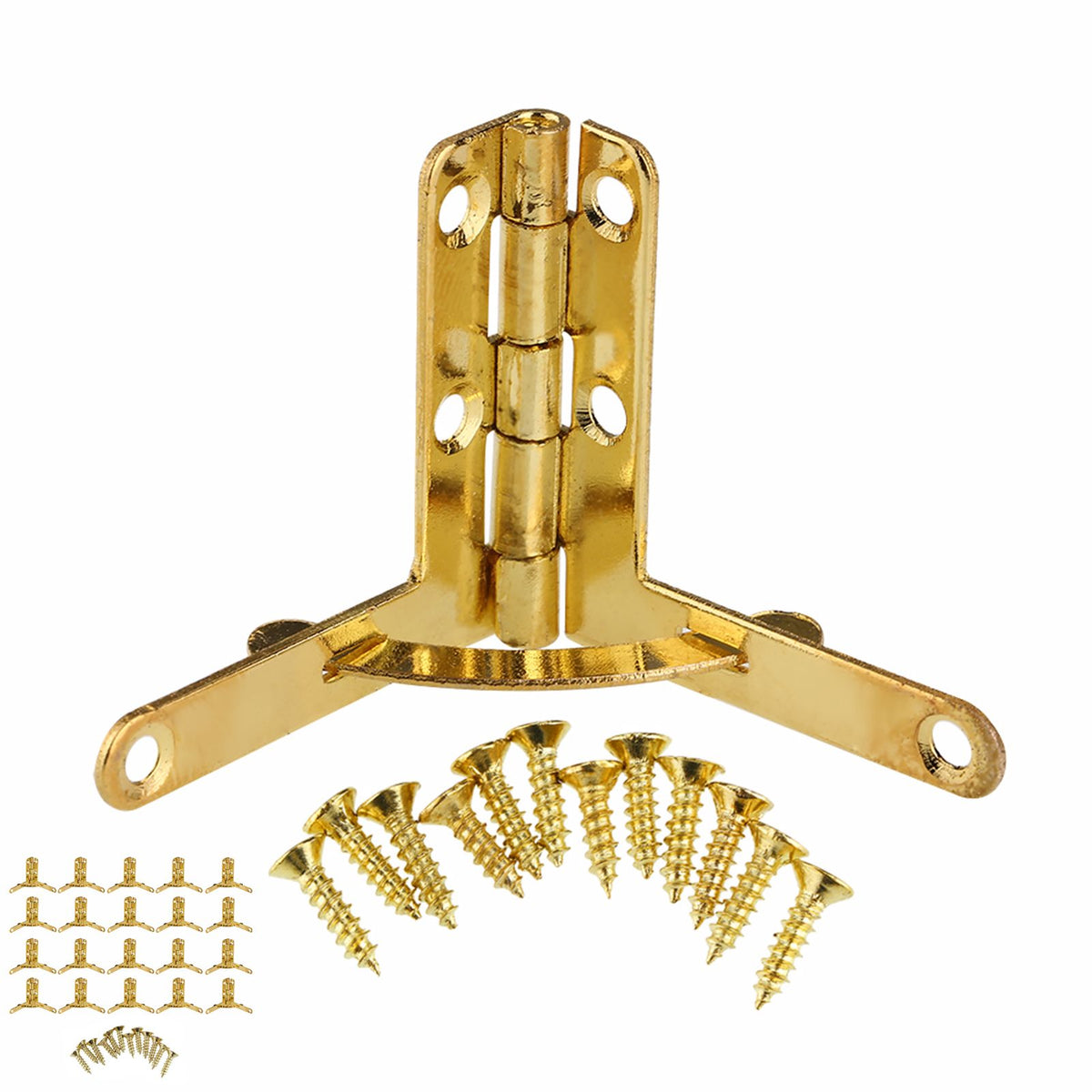 20pcs 90° Angle Support Spring Hinge for Small Jewelry Wine Case Watch Box Wooden Lid (Gold)