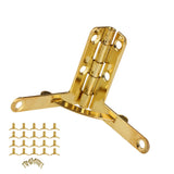 20pcs 90° Angle Support Spring Hinge for Small Jewelry Wine Case Watch Box Wooden Lid (Gold)