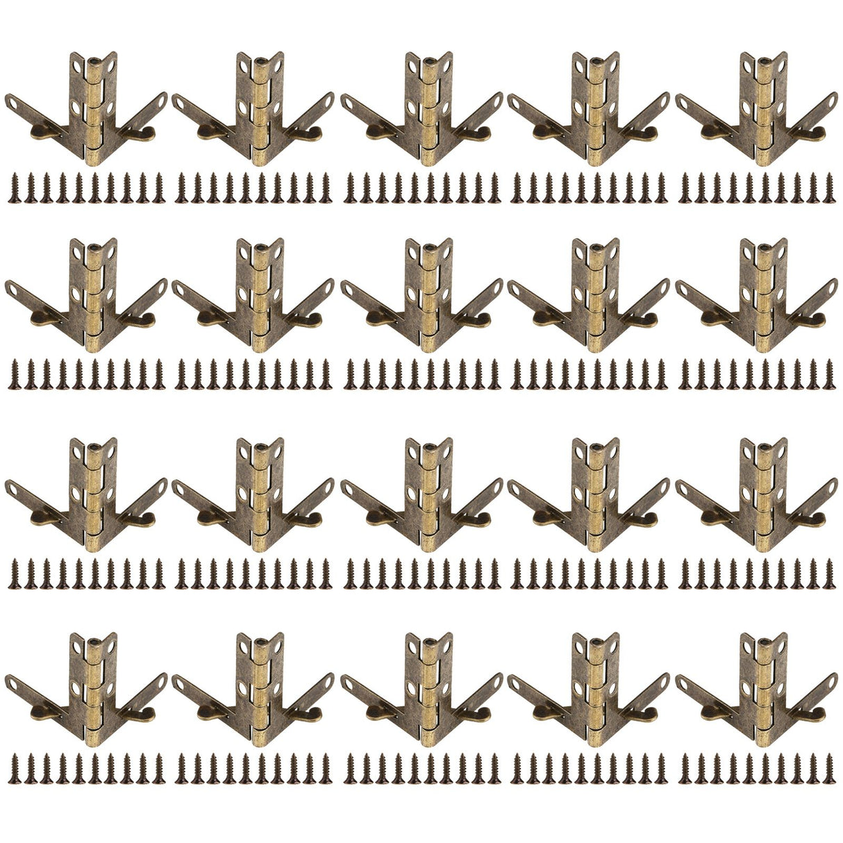 20pcs 90° Angle Support Spring Hinge for Small Jewelry Wine Case Watch Box Wooden Lid (Bronze)