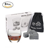 Pack of 9pcs Whisky Chilling Stone Ice cubes Drinks Wine Beer Cooler Barware Cubes Gift Set