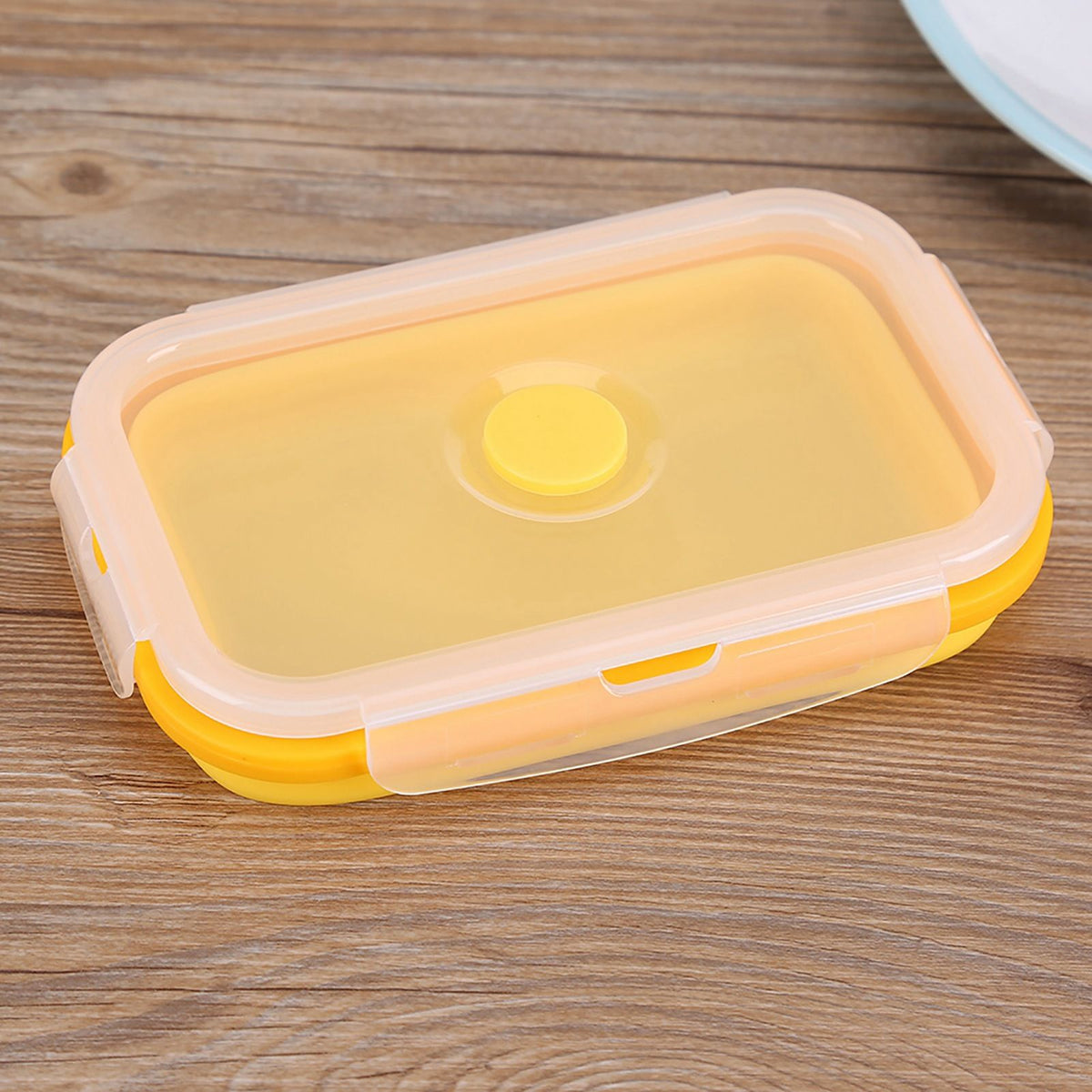 500ml Silicone Collapsible Portable Lunchbox Bowl Folding Food Storage Container Yellow