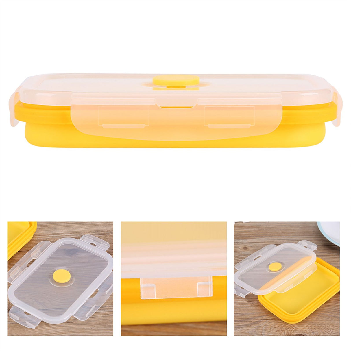 500ml Silicone Collapsible Portable Lunchbox Bowl Folding Food Storage Container Yellow