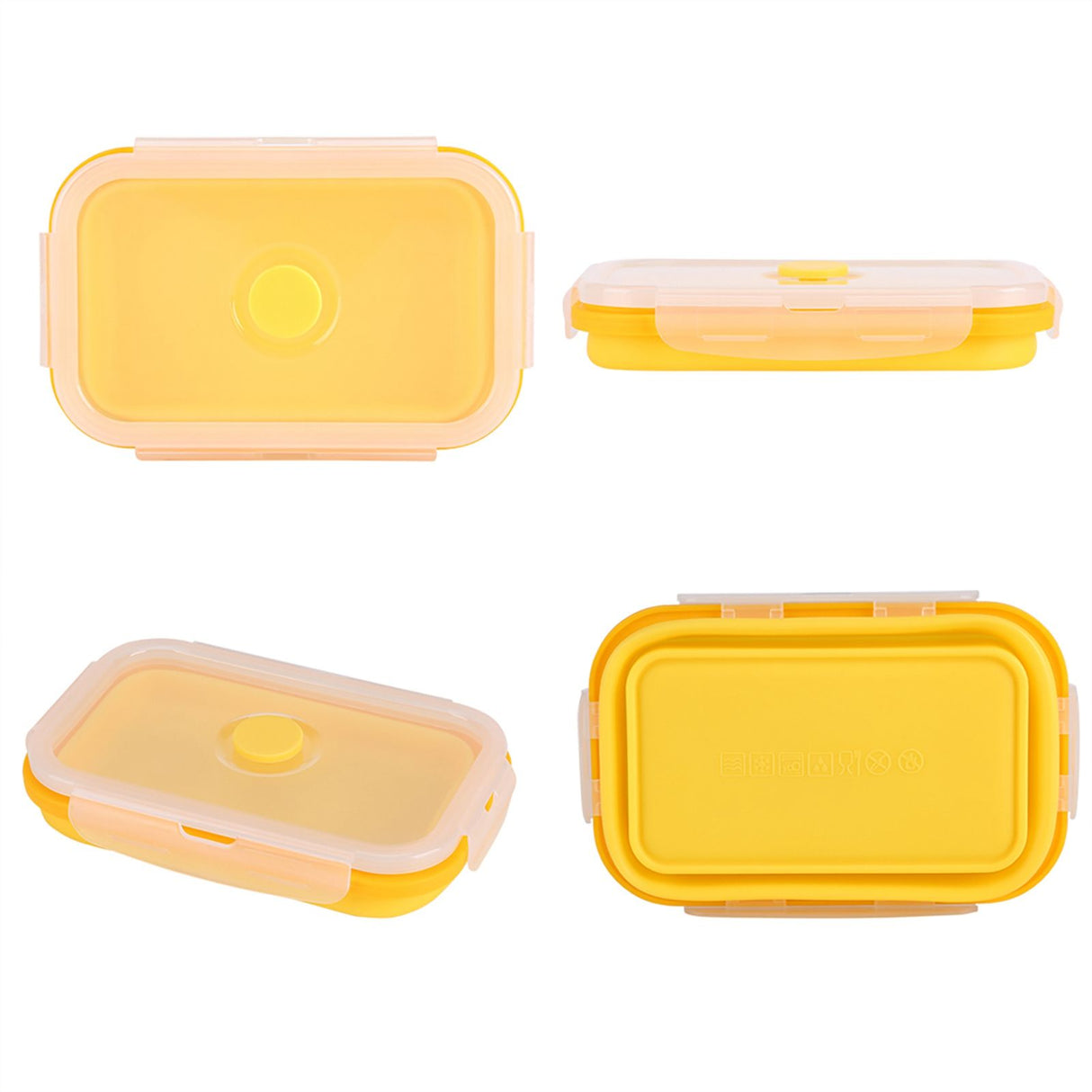 500ml Silicone Collapsible Portable Lunchbox Bowl Folding Food Storage Container Yellow