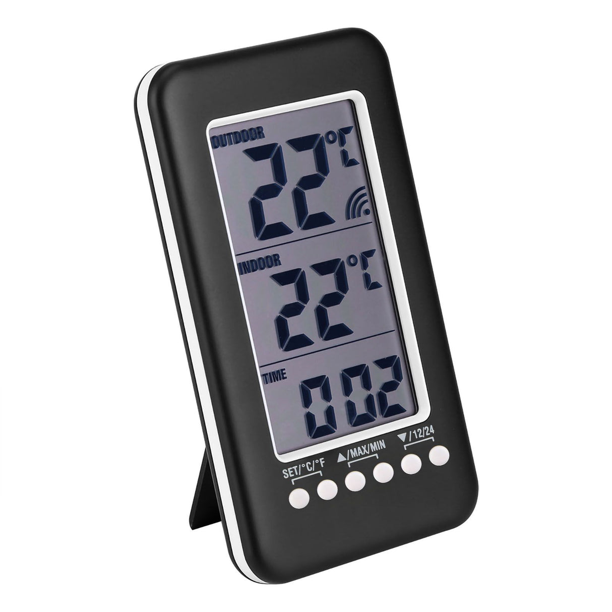LCD Digital Indoor Outdoor Thermometer Clock Temperature Meter Wireless Transmitter