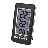 LCD Digital Indoor Outdoor Thermometer Clock Temperature Meter Wireless Transmitter